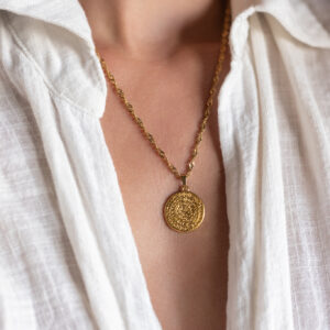 2124 Phaistos disc gold necklace