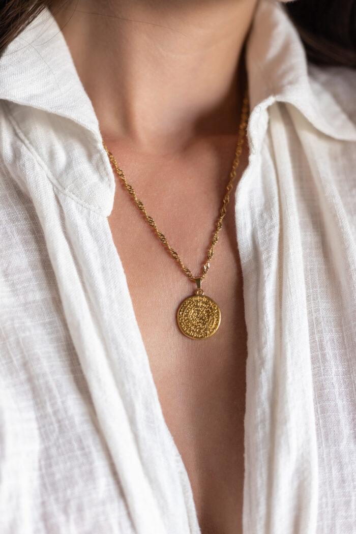 2124 Phaistos disc gold necklace