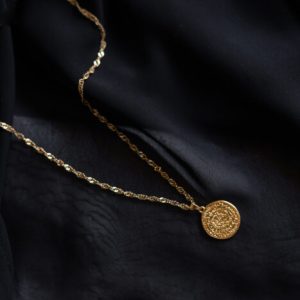 2134 Phaistos disc gold necklace